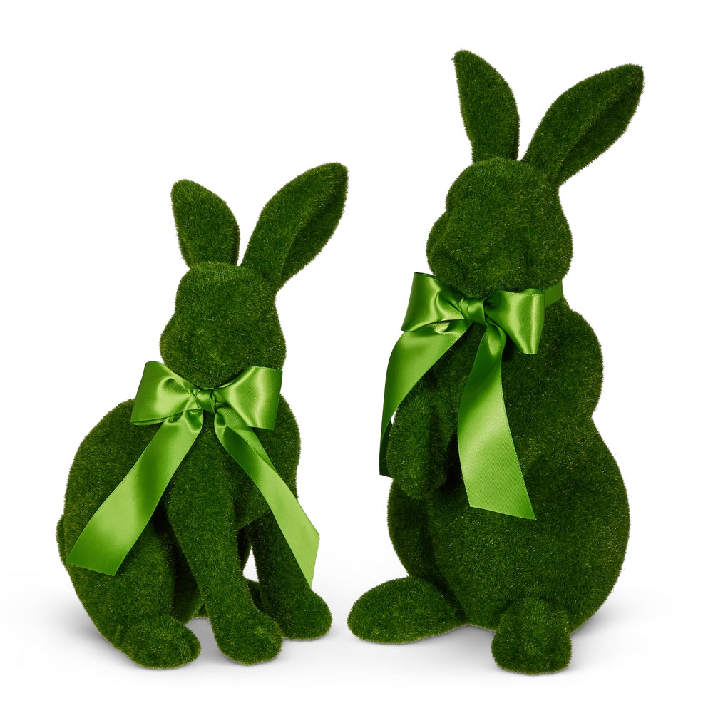 Moss Rabbit plush toy made of plastic foam and polyester with a green moss-like texture.