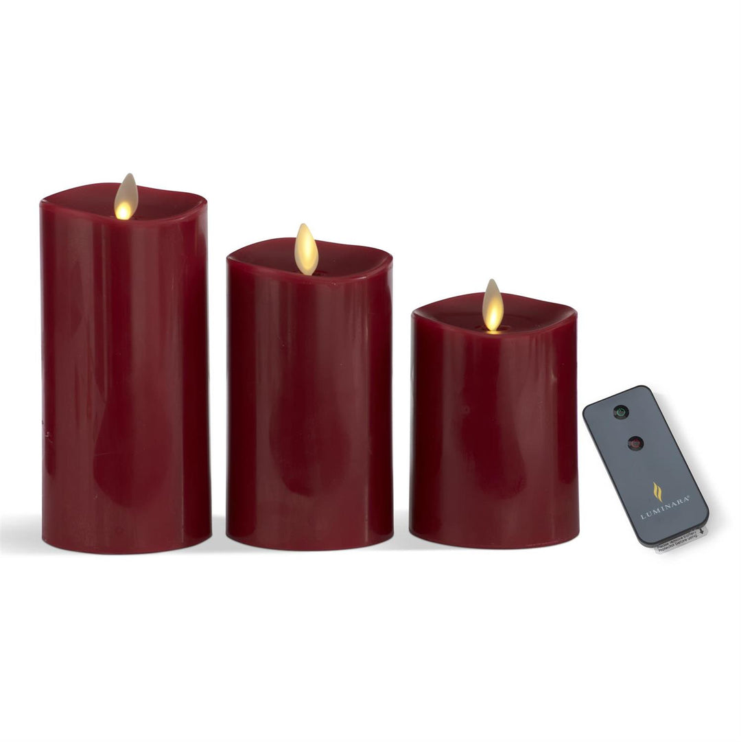 Set of 3 Wax Luminara Pillar Candles W/ remote