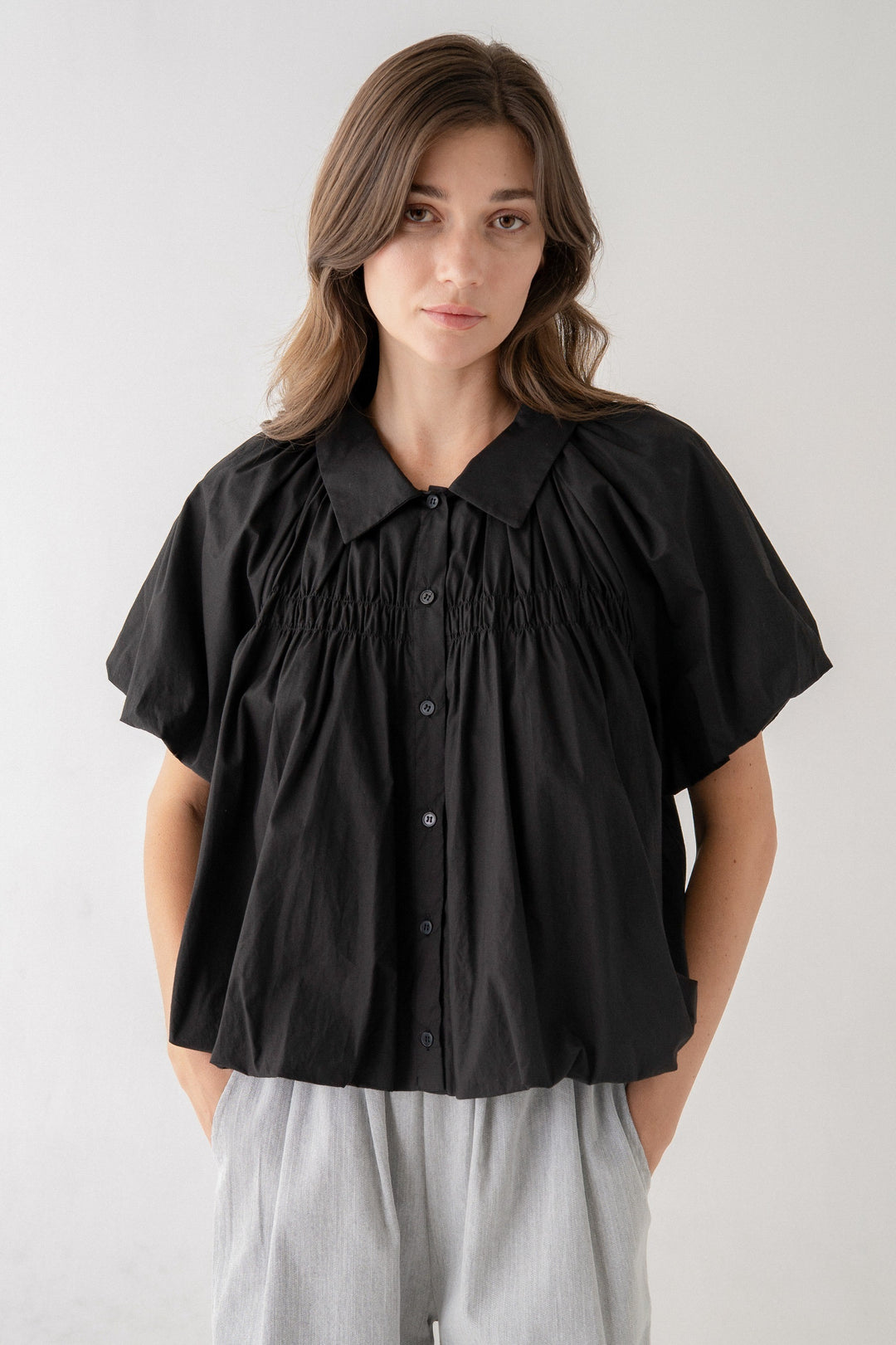 Stella Puff Sleeve Blouse With Gathered Bodice