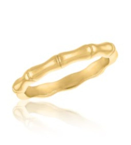 Bamboo Gold Layers Ring made of brass with a 10k gold overlay plating.