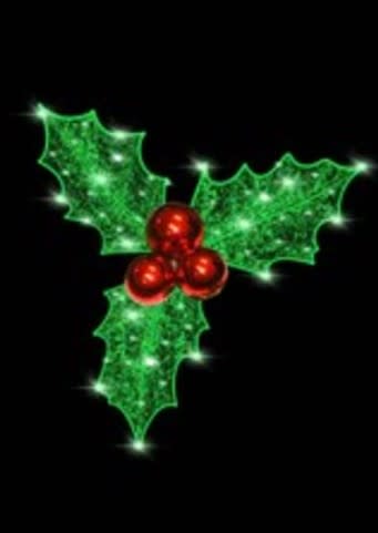 32-inch holly wreath with red berries and green LED lights