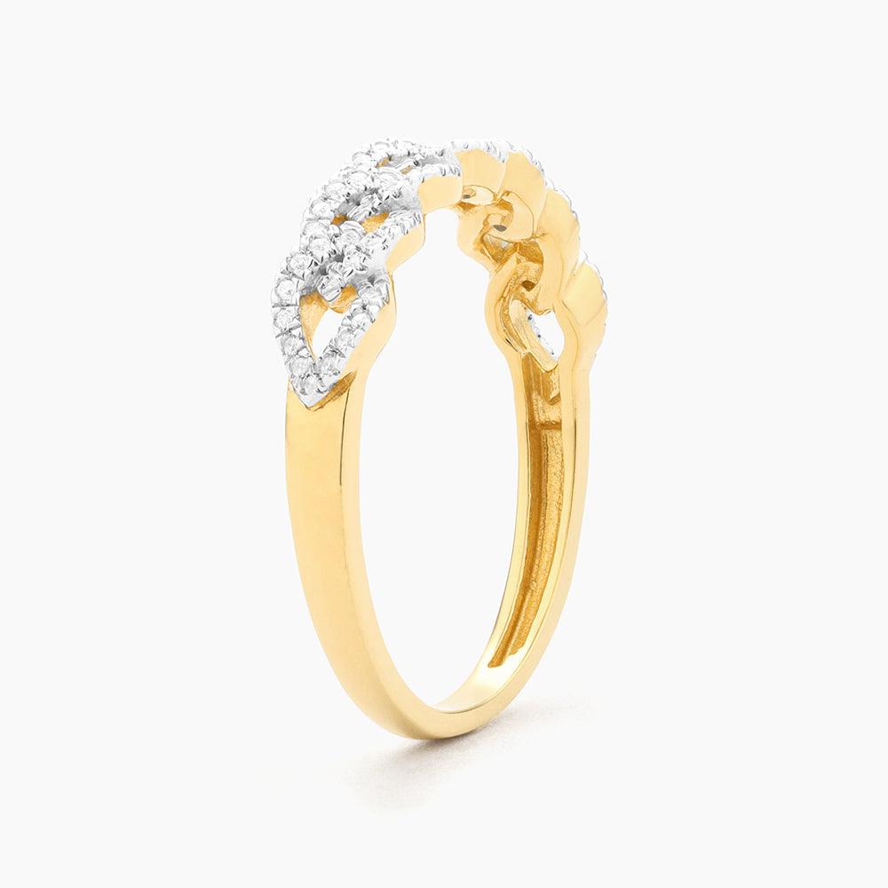 Stackable ring with braided texture in silver tone featuring a small flower accent.