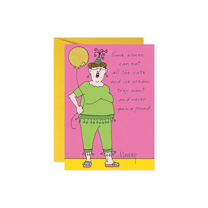 White rectangular greeting card featuring the text Some Women Eat Cake in black lettering.