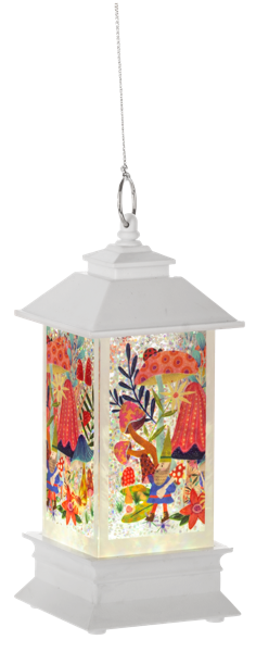 Multi-colored LED light-up whimsy gnome lantern with shimmering finish
