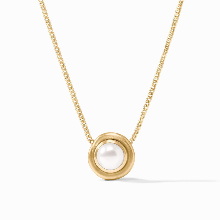 Wave Stone Delicate Necklace in 24K gold plate featuring a round white pearl pendant.