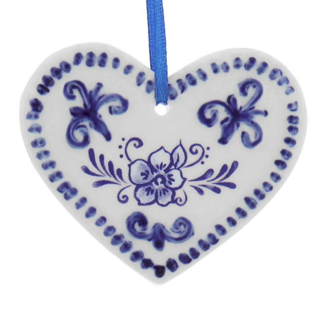 3-inch Delft Blue ceramic ornament with white floral patterns on a classic silhouette.