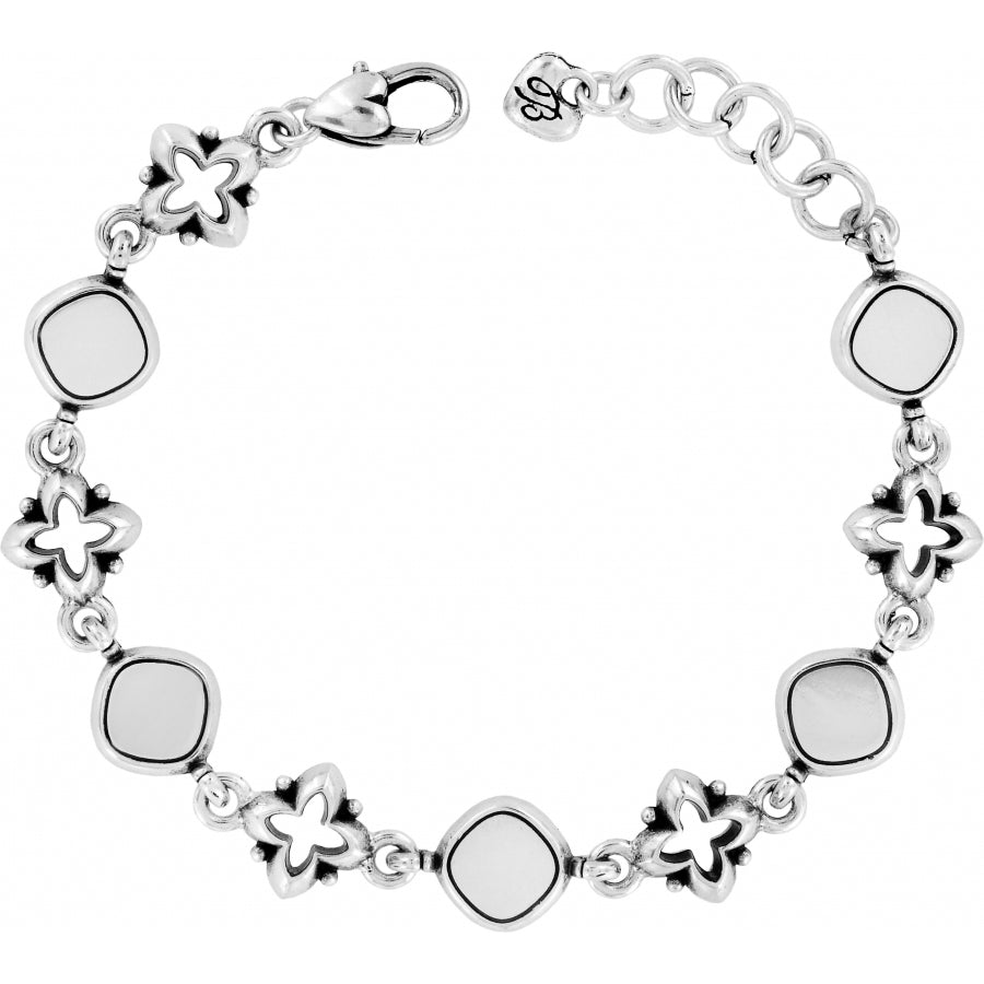 Adjustable silver-plated cathedral bracelet with brushed gold finish and lobster claw closure.