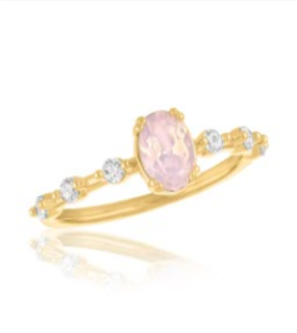 Rose Water Opal oval gold layer ring with brass base