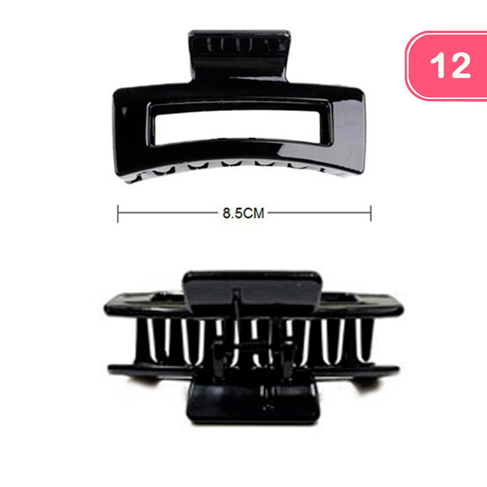 Black rectangular jaw hair clip shown from the side and top, measuring 8.5cm in length.