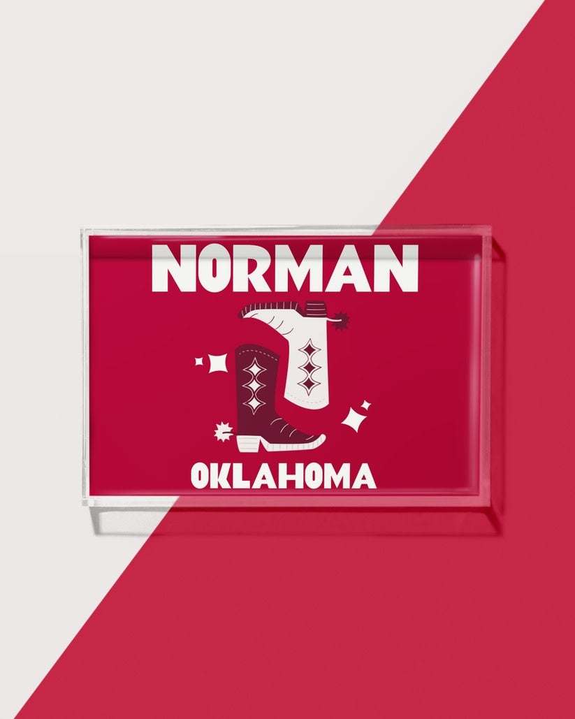 Small acrylic serving tray with a kickoff theme