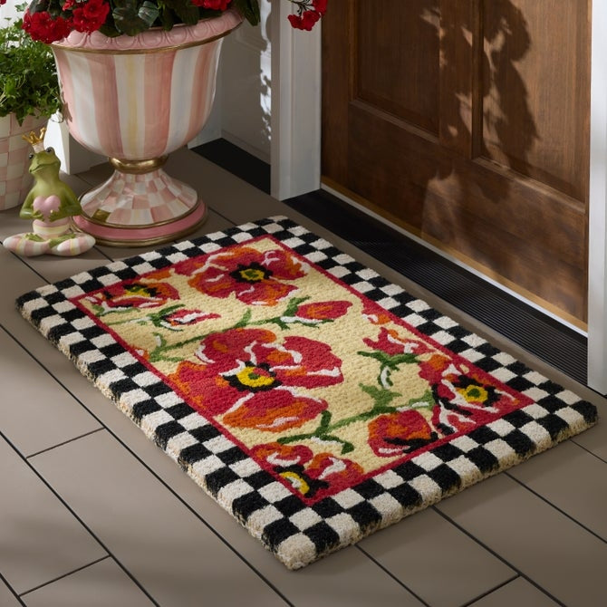 Mackenzie Childs Red Poppies Entrance Mat