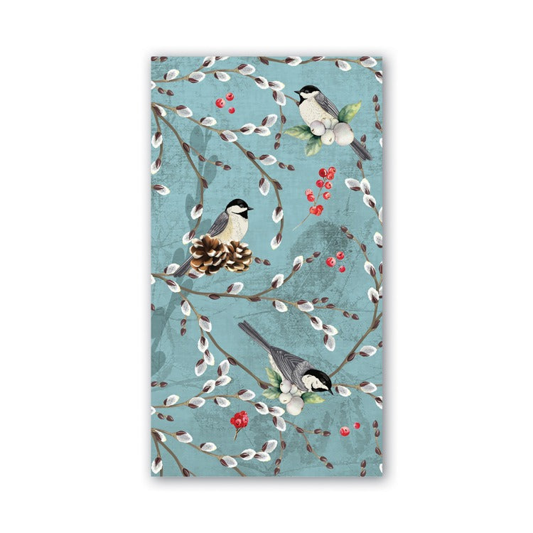 Pack of Hostess napkins in white with a subtle floral pattern.