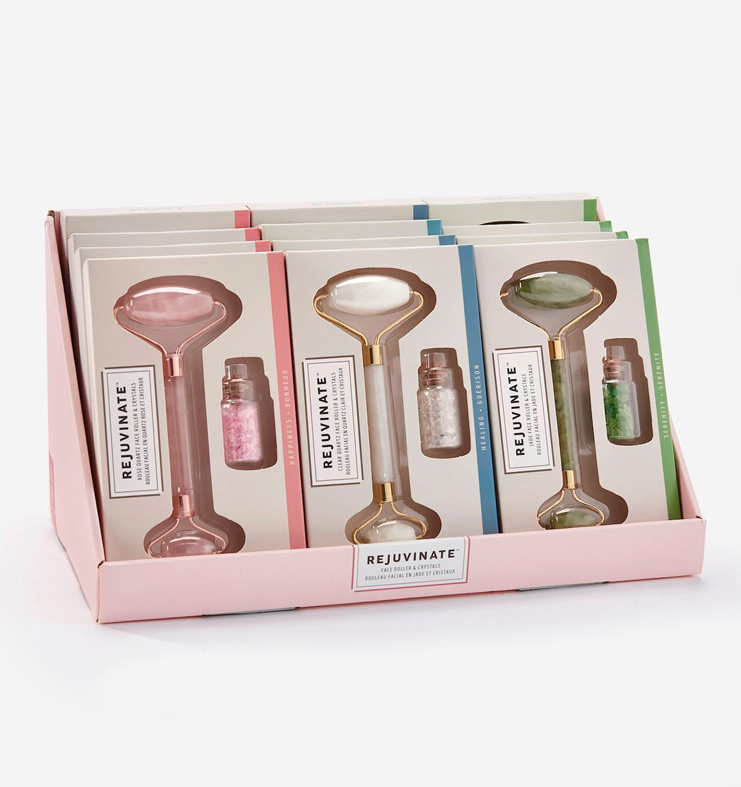 Gemstone Face Roller & Crystals Set