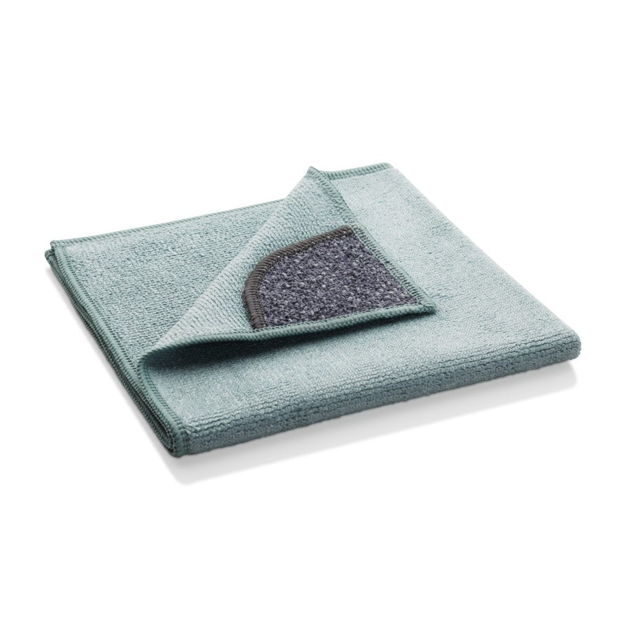 Square kitchen cleaning cloth with sewn-in scrubbing pocket on one side.