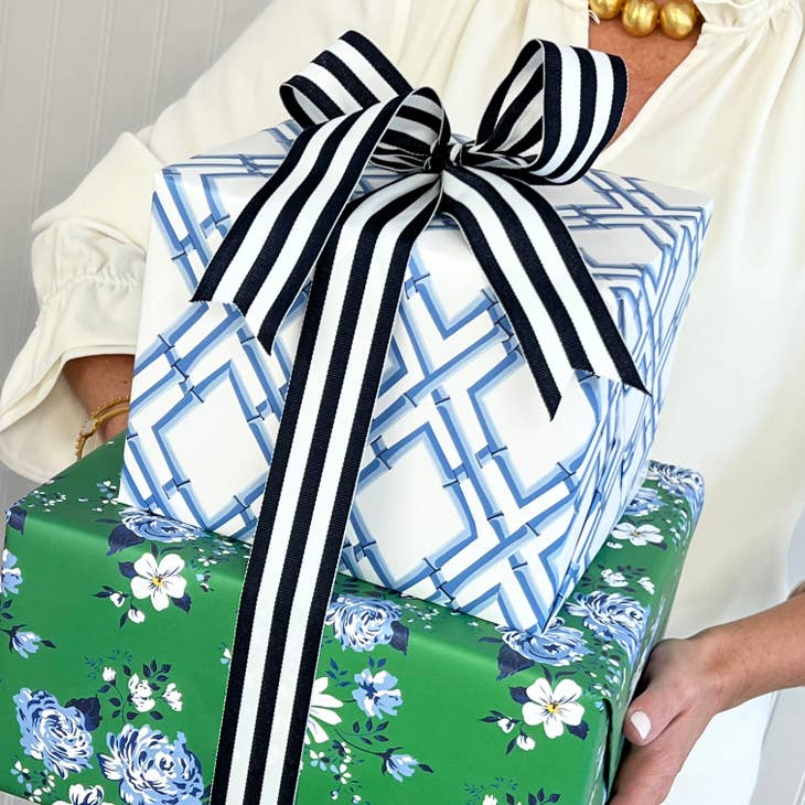 Bamboo Trellis gift wrap sheet featuring a natural bamboo lattice pattern on an opaque paper background.
