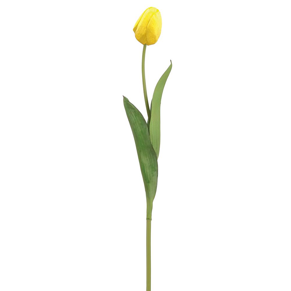 Artificial tulip bud spray with a natural green stem arrangement.