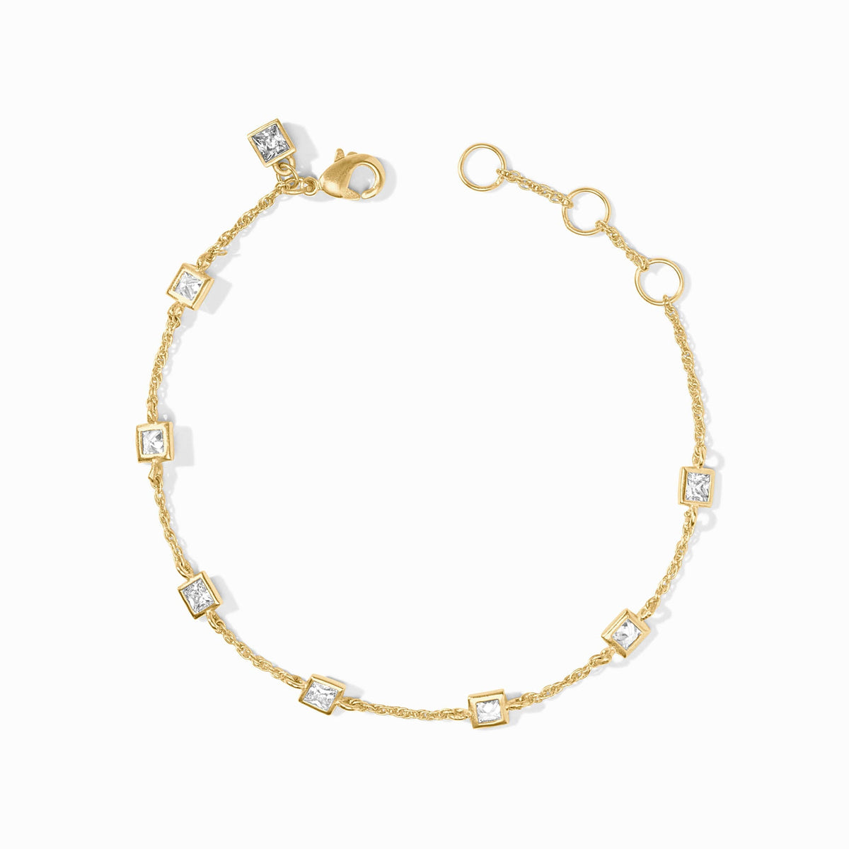 Delicate adjustable gold-plated bracelet with cubic zirconia stones