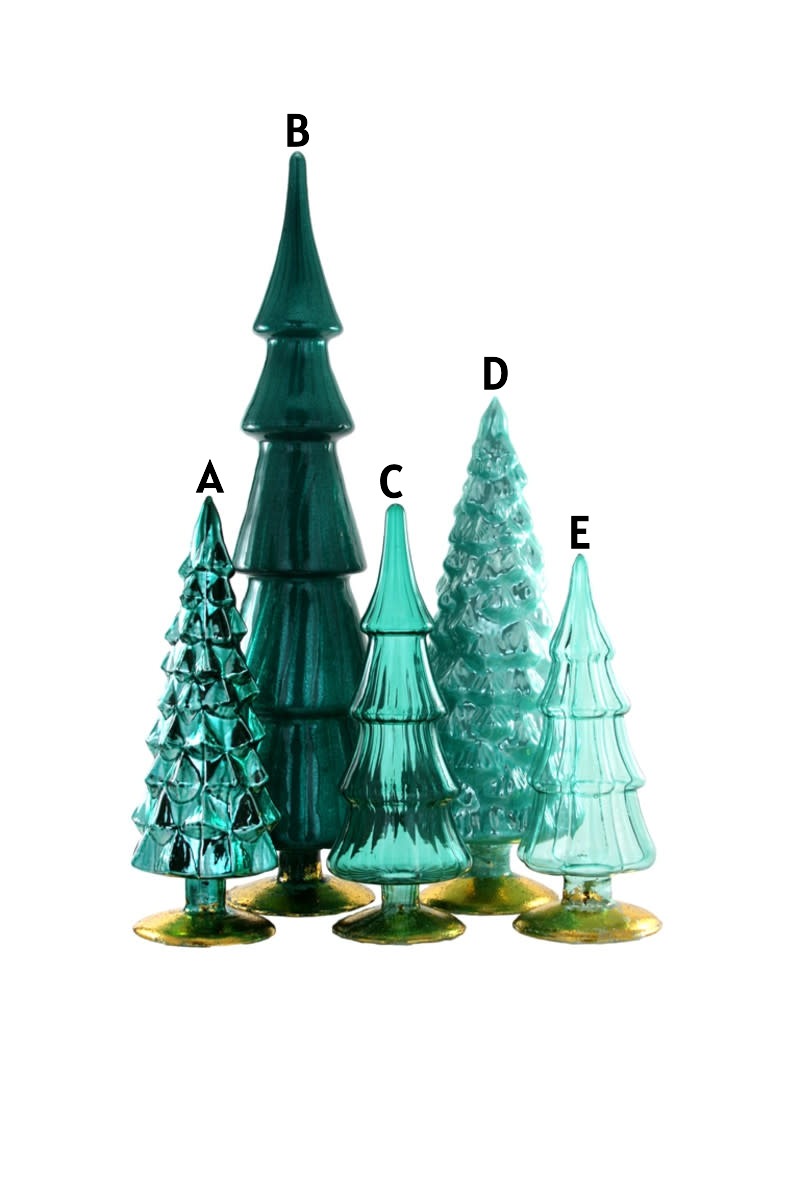 Clear glass Hue Tree candle holder with a slender stem and wide bowl base.