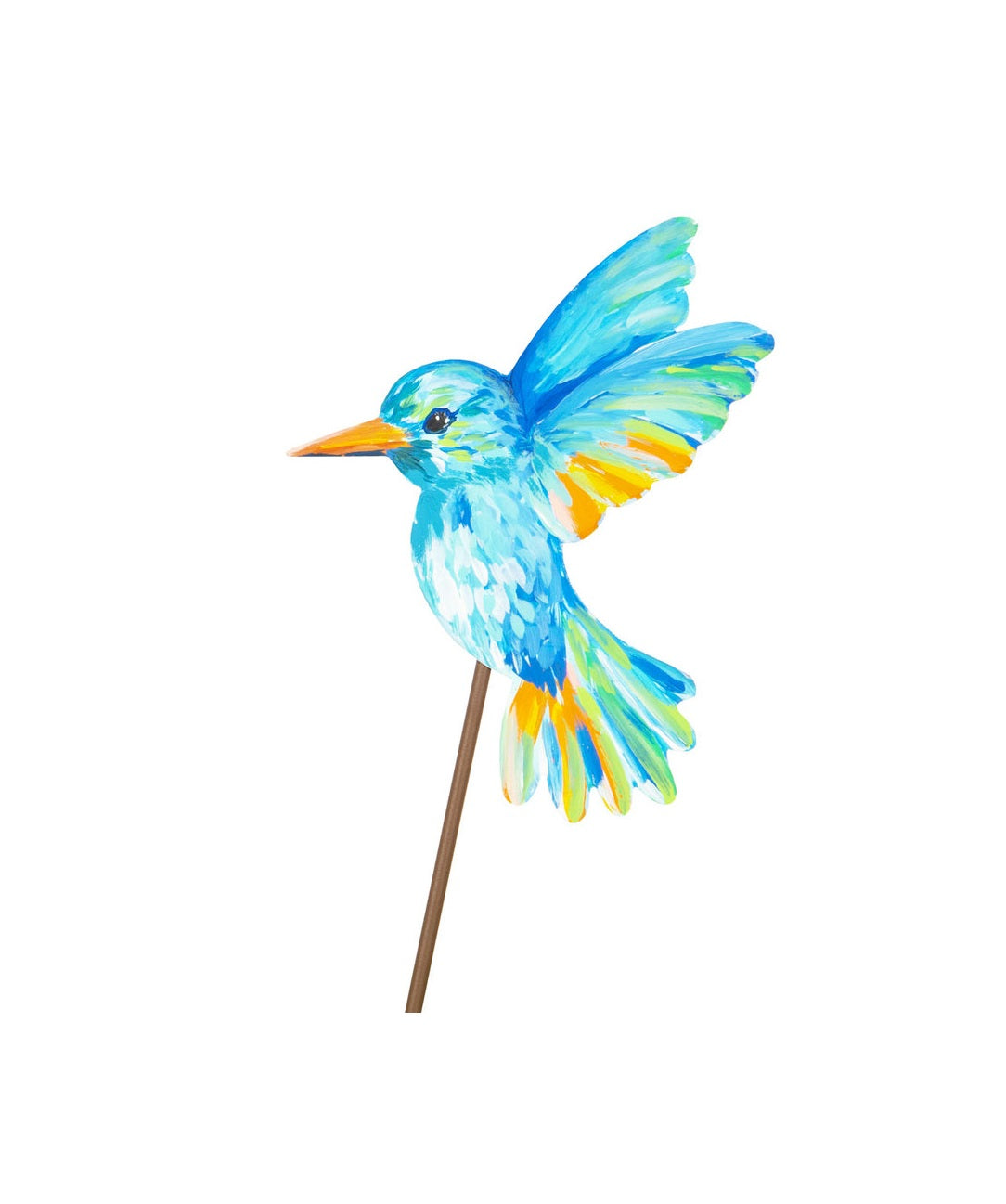 Artful Hummingbird metal stake in black with gold accents