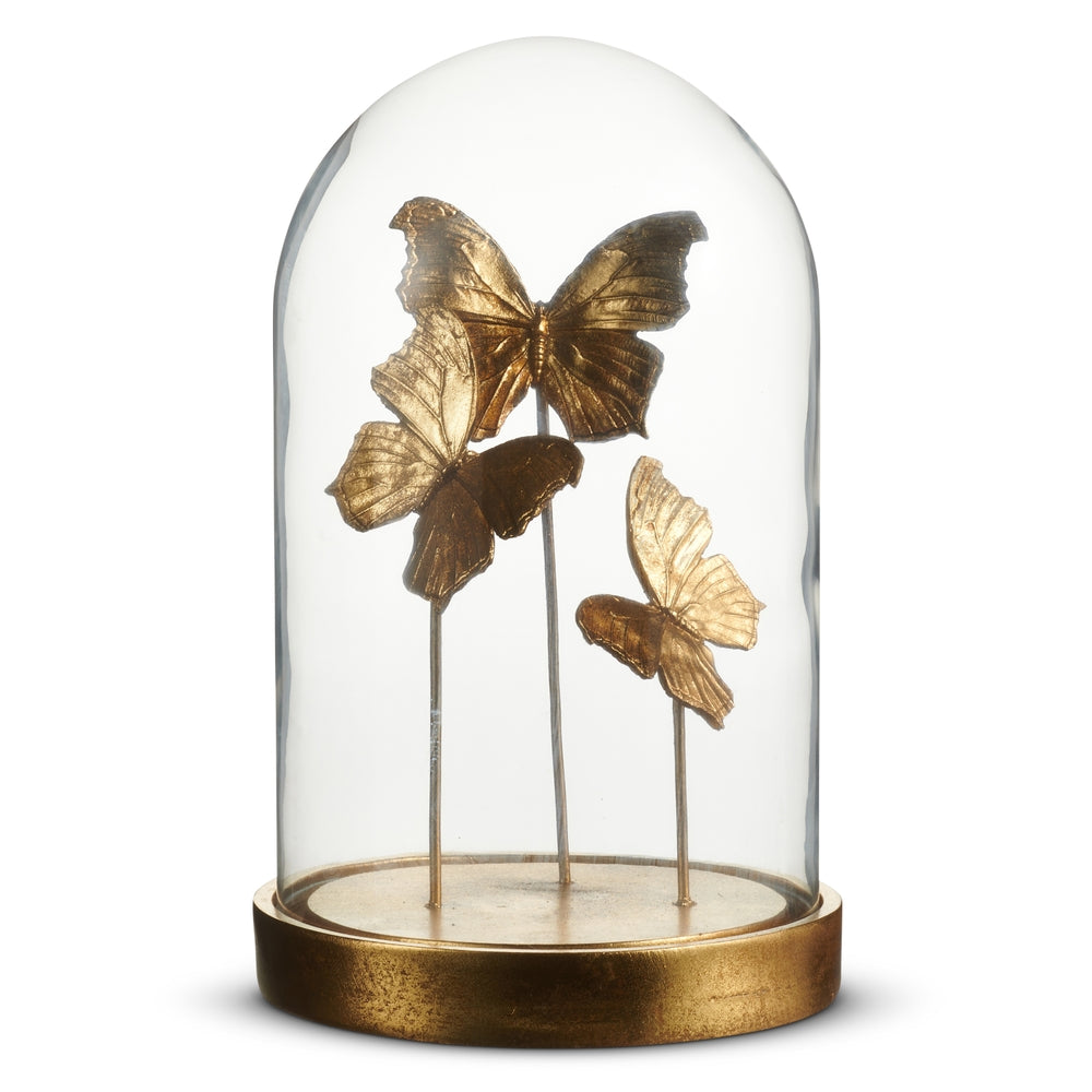 Resin butterfly cloche hat with a wide brim in pale pink.