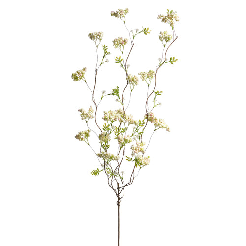 36-inch white foam sedum berry branch with natural green foliage