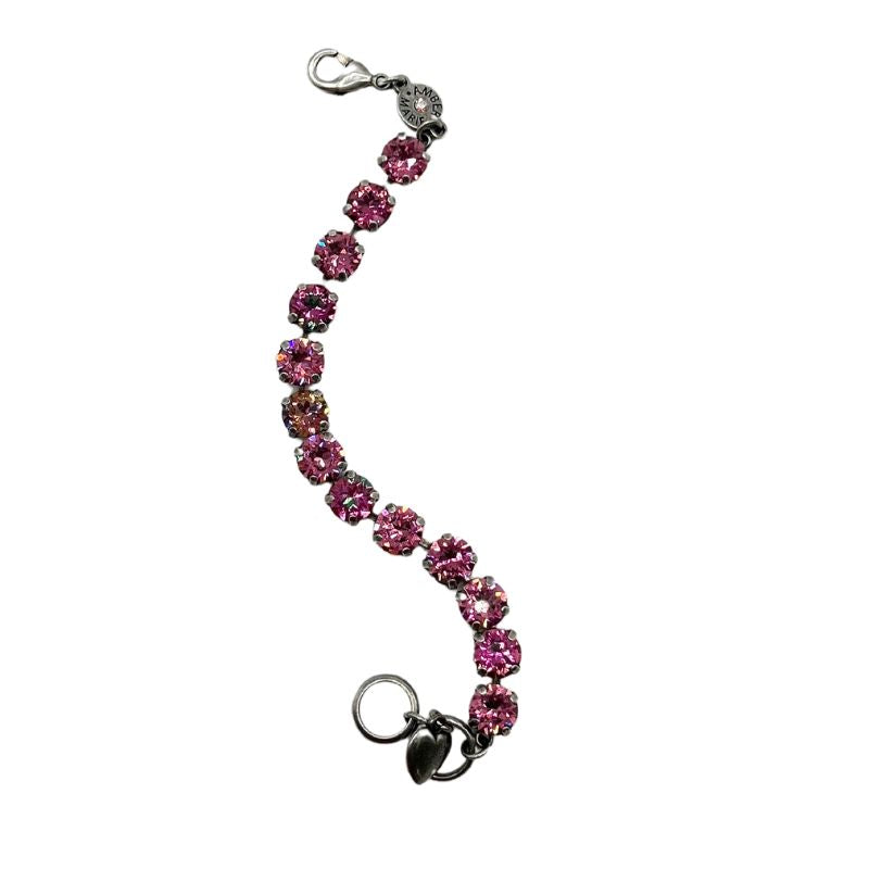 Classic Vienna bracelet featuring a row of pink round crystals on a silver-tone chain.