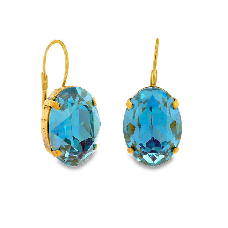 Antique gold oval hoop earrings with high-quality crystals