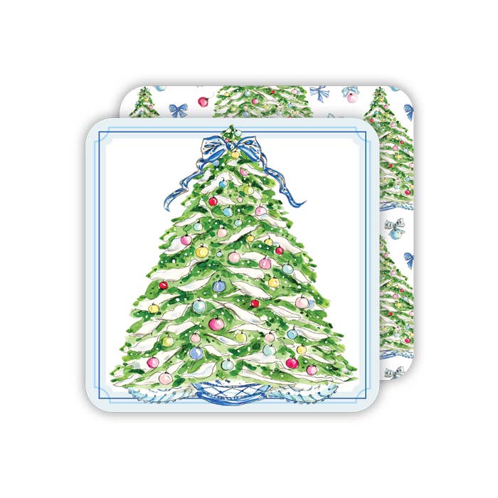 Reversible square coaster with coordinating patterns on both sides.