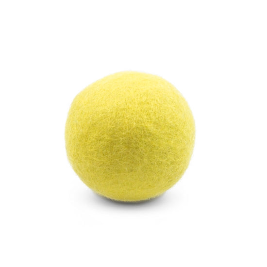 Single white eco dryer ball with a smooth spherical shape.