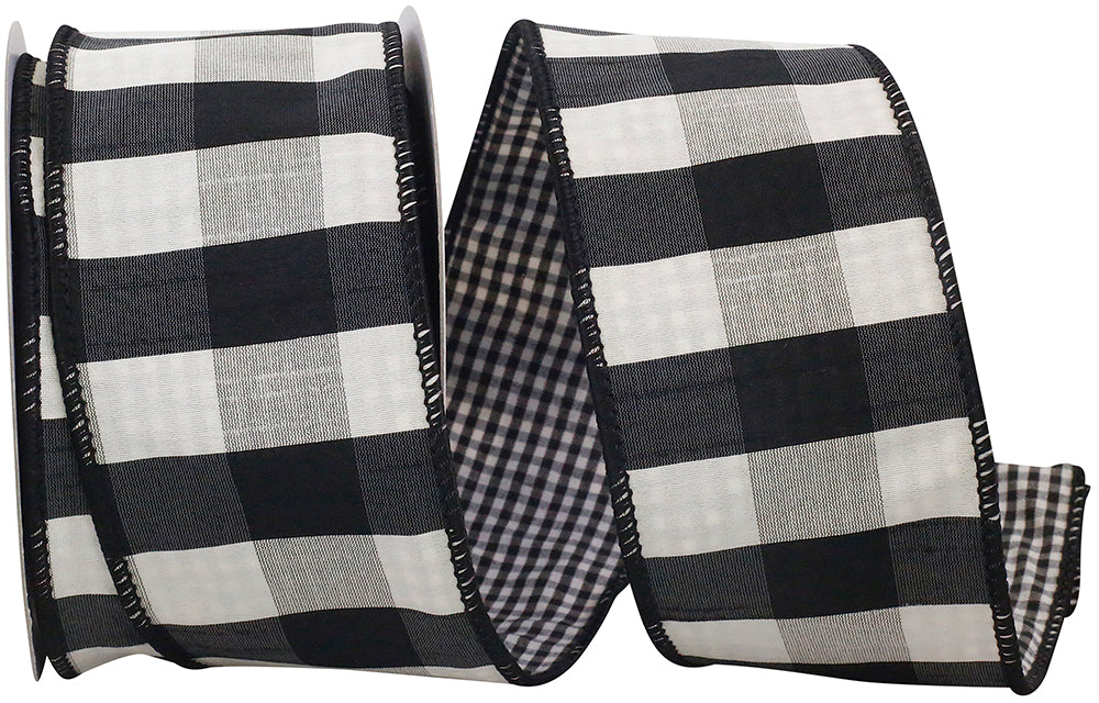 Check 2-Sided Dupioni Deluxe Wired Edge Black