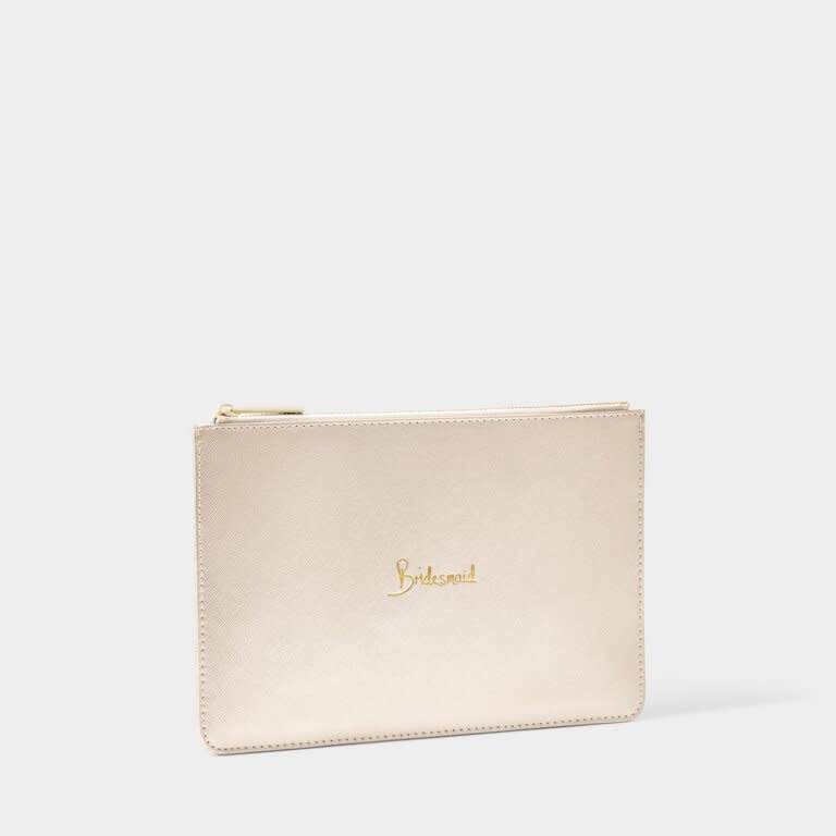 Bridal Perfect Pouch in soft vegan leather with contrasting gold-tone hardware.