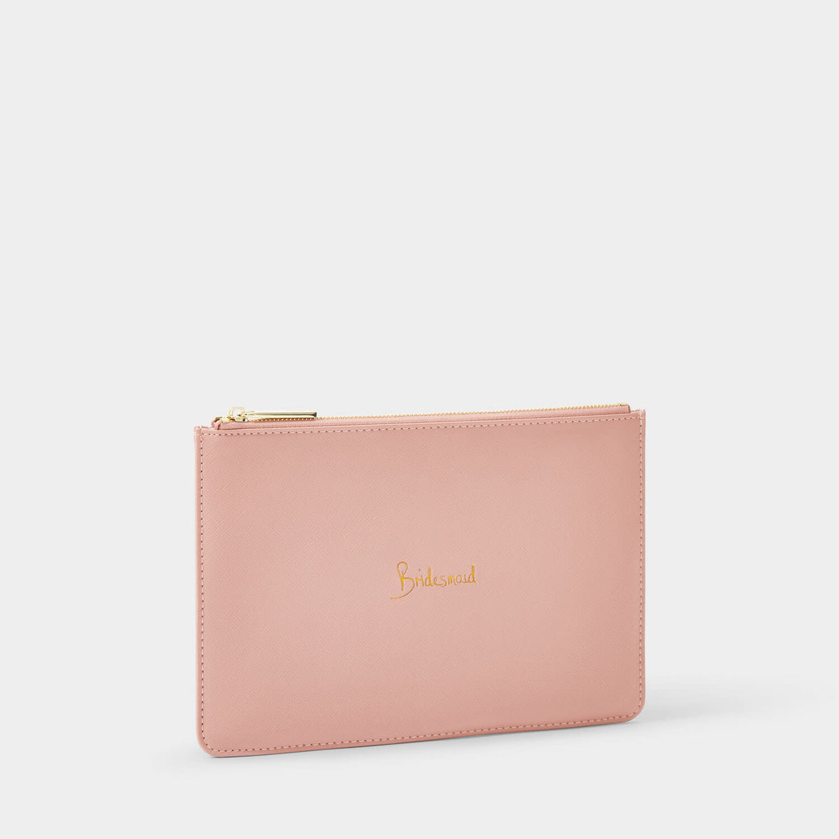 Bridal Perfect Pouch in soft vegan leather with contrasting gold-tone hardware.