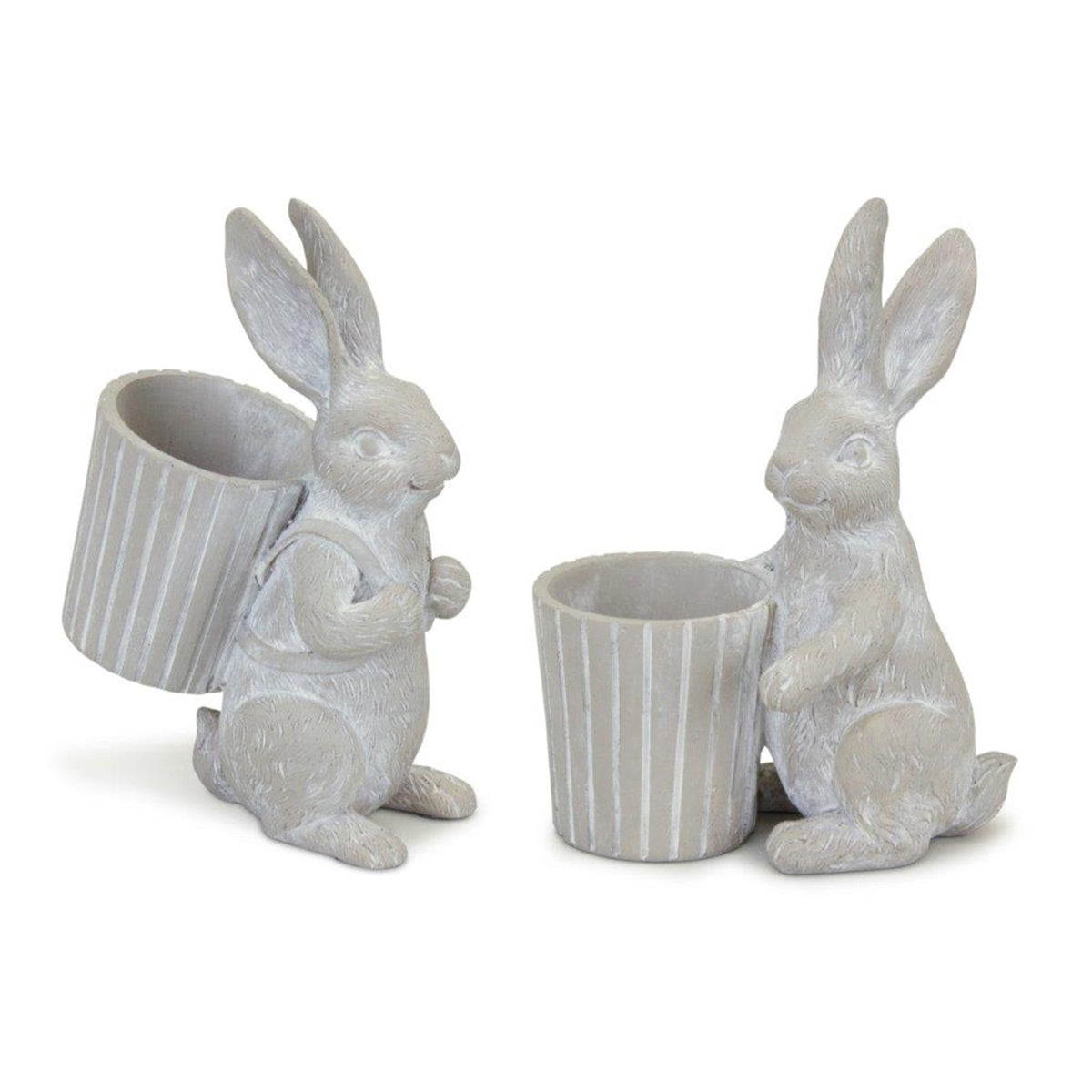 Bunny Pot Resin planter in natural wood grain finish with a whimsical rabbit silhouette design.
