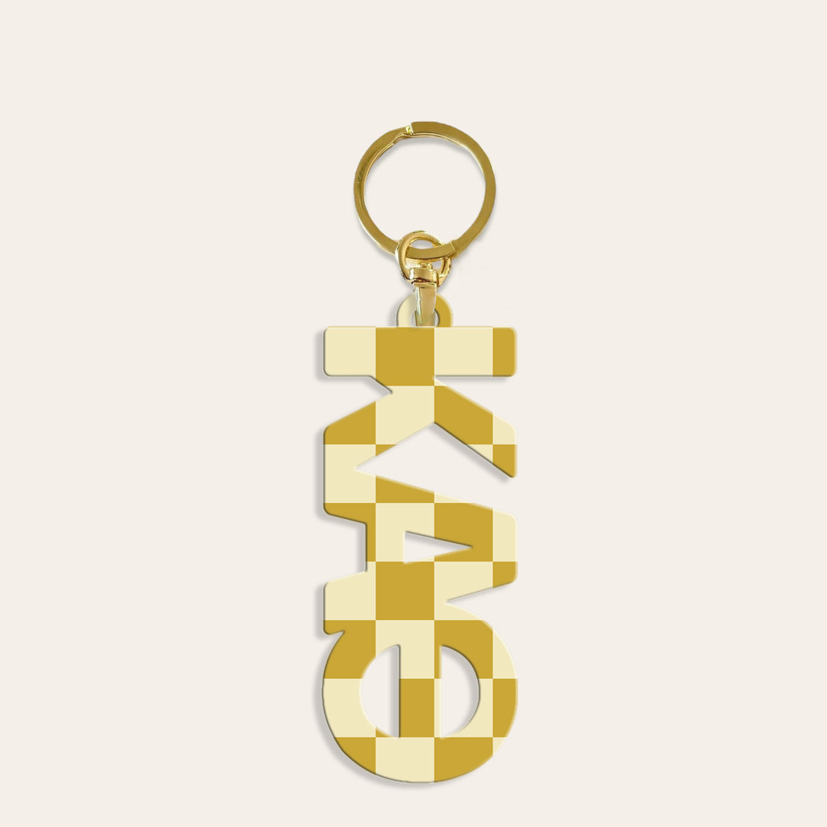 Acrylic sorority Greek letter keychain with a glossy finish.