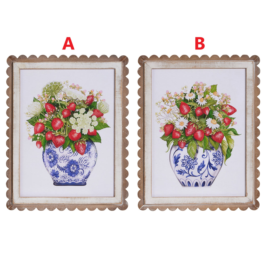 18" Wild Berry in Vase Scalloped Framed Wall Art