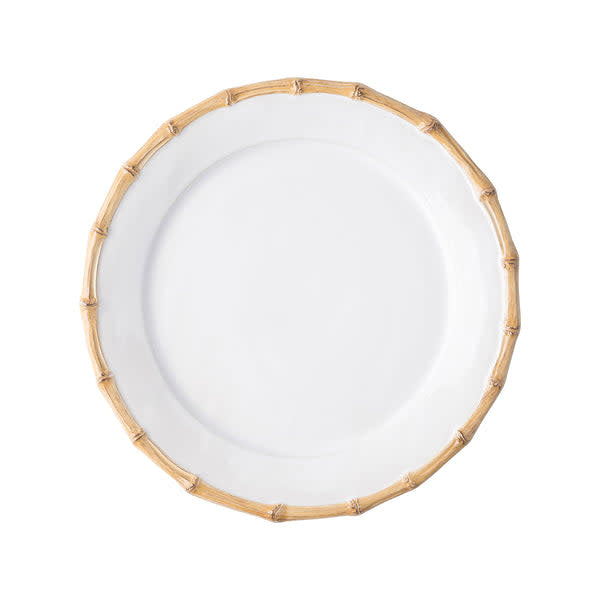 Natural bamboo dessert plate with rustic rim