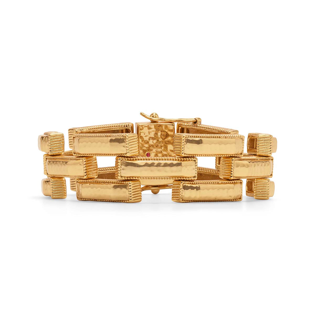 Gold pathway link bracelet with anti-tarnish coating