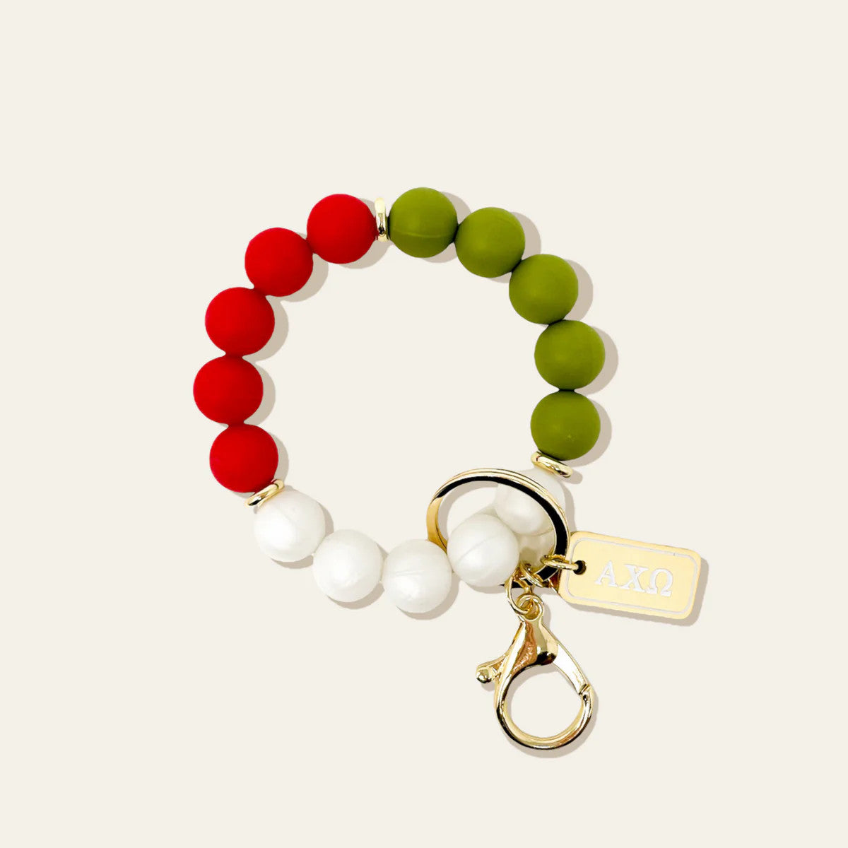 Black Sorority Hands-Free Keychain Wristlet with silver hardware