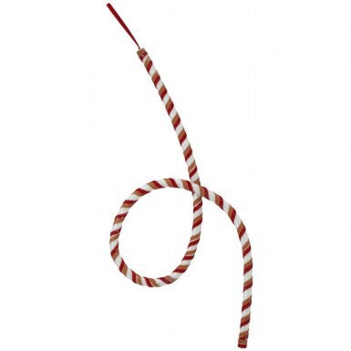 Sweet Candy Stripe Garland featuring a red, white, and gold spiral pattern.
