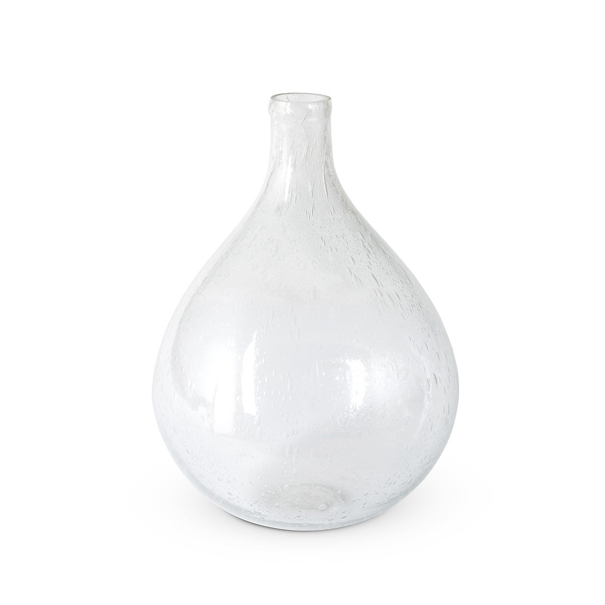 Raindrop Glass Oversized Bottle Vase in clear glass with a teardrop shape and narrow neck.