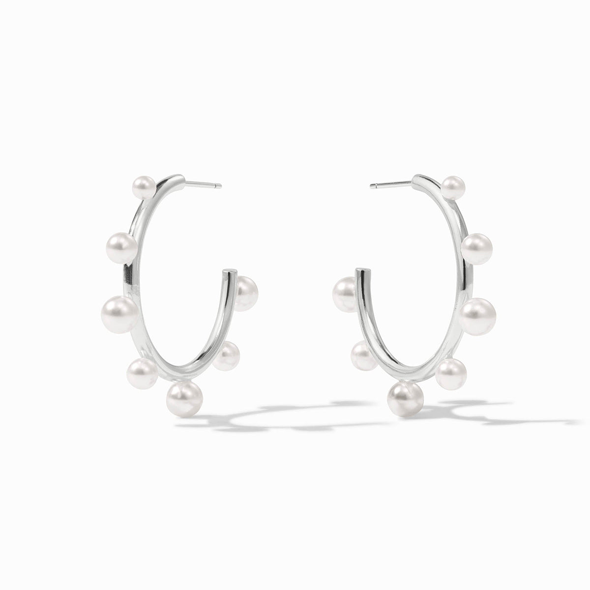 Julie Vos Hydra Stone silver-plated hoop earring with a shell pearl center stone.