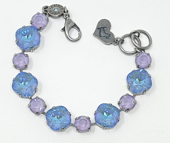 Premier Paris bracelet featuring alternating light blue and lavender crystals in silver settings.