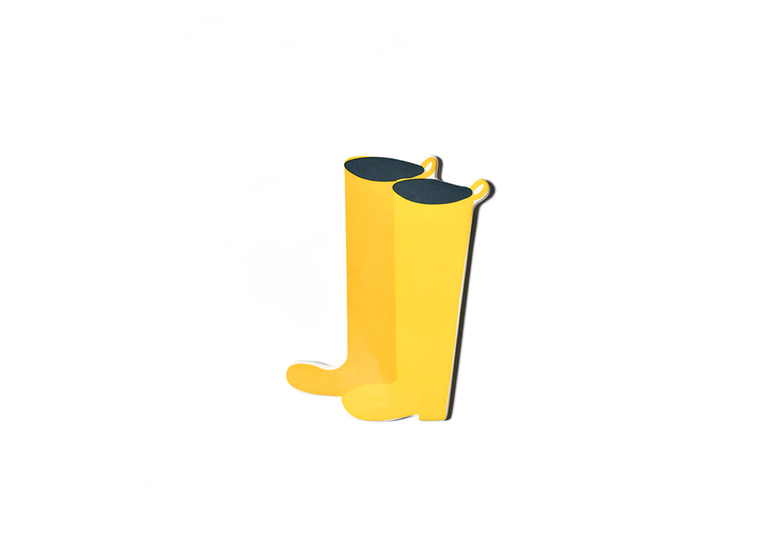 Yellow rubber mini attachment with a rounded silhouette designed to fit onto Wellington boots.