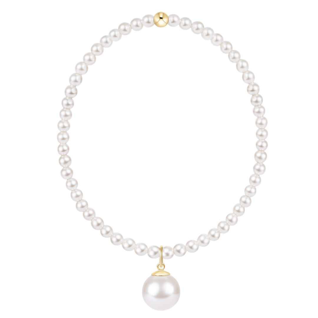 Classic Pearl bracelet featuring a 3mm pearl strand with a matching 10mm charm.