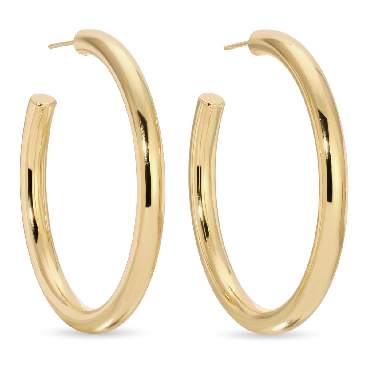 Brass hoop earrings with a simple circular shape.