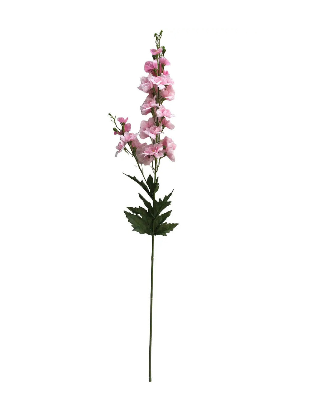 Real Touch Delphinium artificial flower arrangement in white with green foliage.