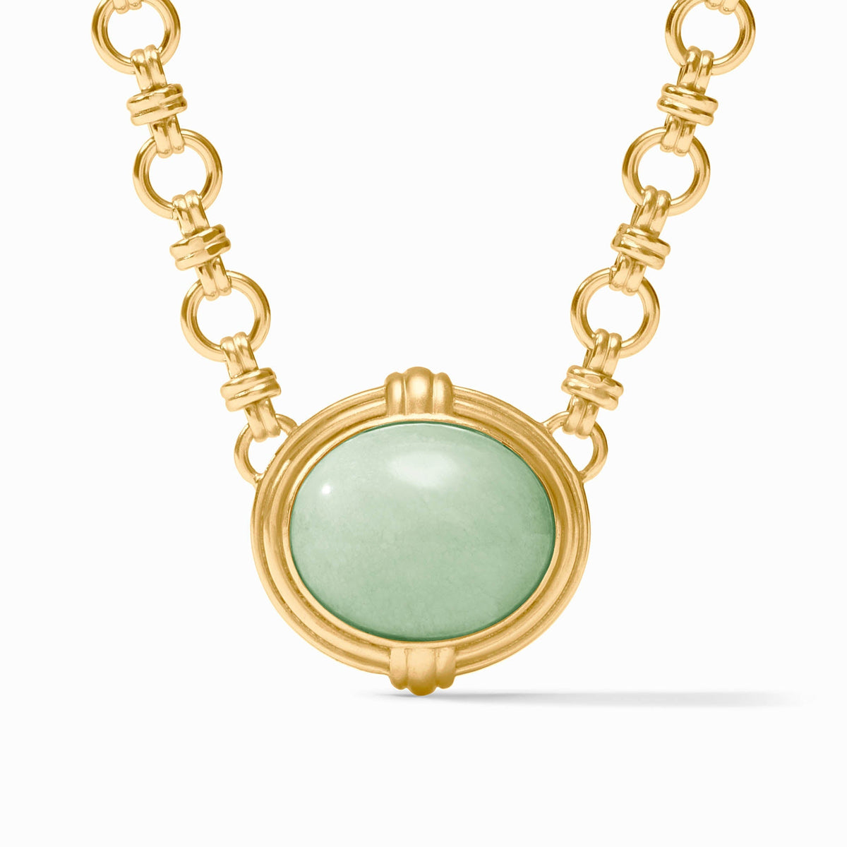 Adjustable Portofino Demi necklace with jade pendant on a gold plate chain.