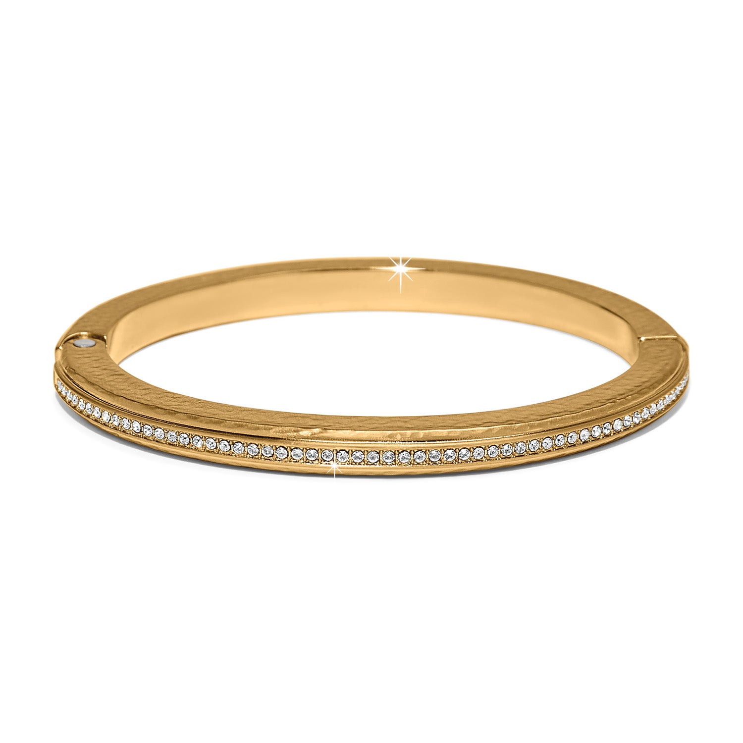 Meridian Orbit Hinged Bangle - Gold Plated Crystal Bracelet