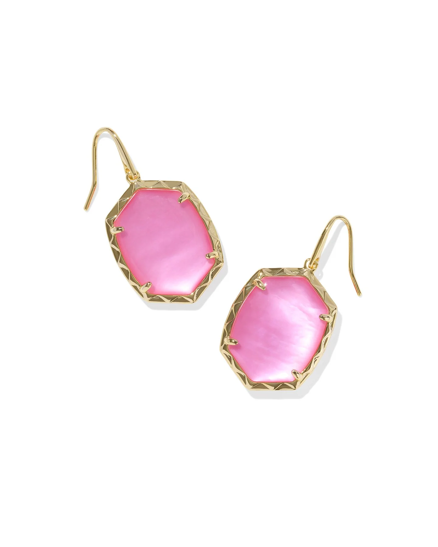 Daphne drop earrings with a textured frame in silver-tone metal featuring an open geometric silhouette.