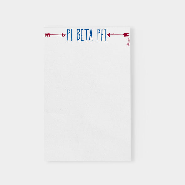 White Sorority Notepad with resealable clear cellophane sleeve packaging